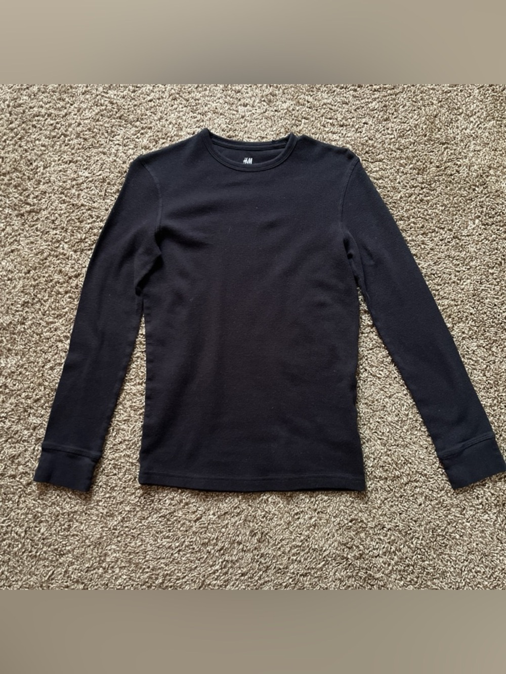 H&M Womens Black Long-Sleeve Crewneck Tee